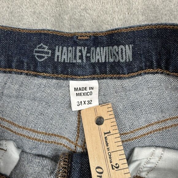 Harley Davidson Jeans Men’s 34x32 Blue Straight Leg Casual Biker Medium Wash - Picture 3 of 13